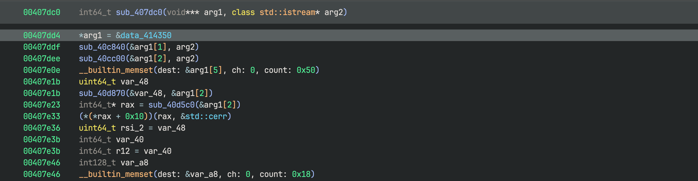 Stripped C++ code before Sidekick
