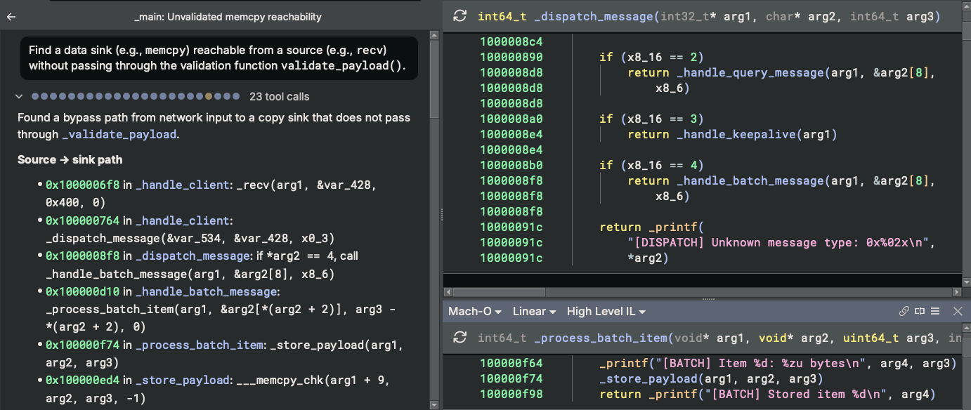 Sidekick chat finding a recv-to-memcpy path that bypasses validation