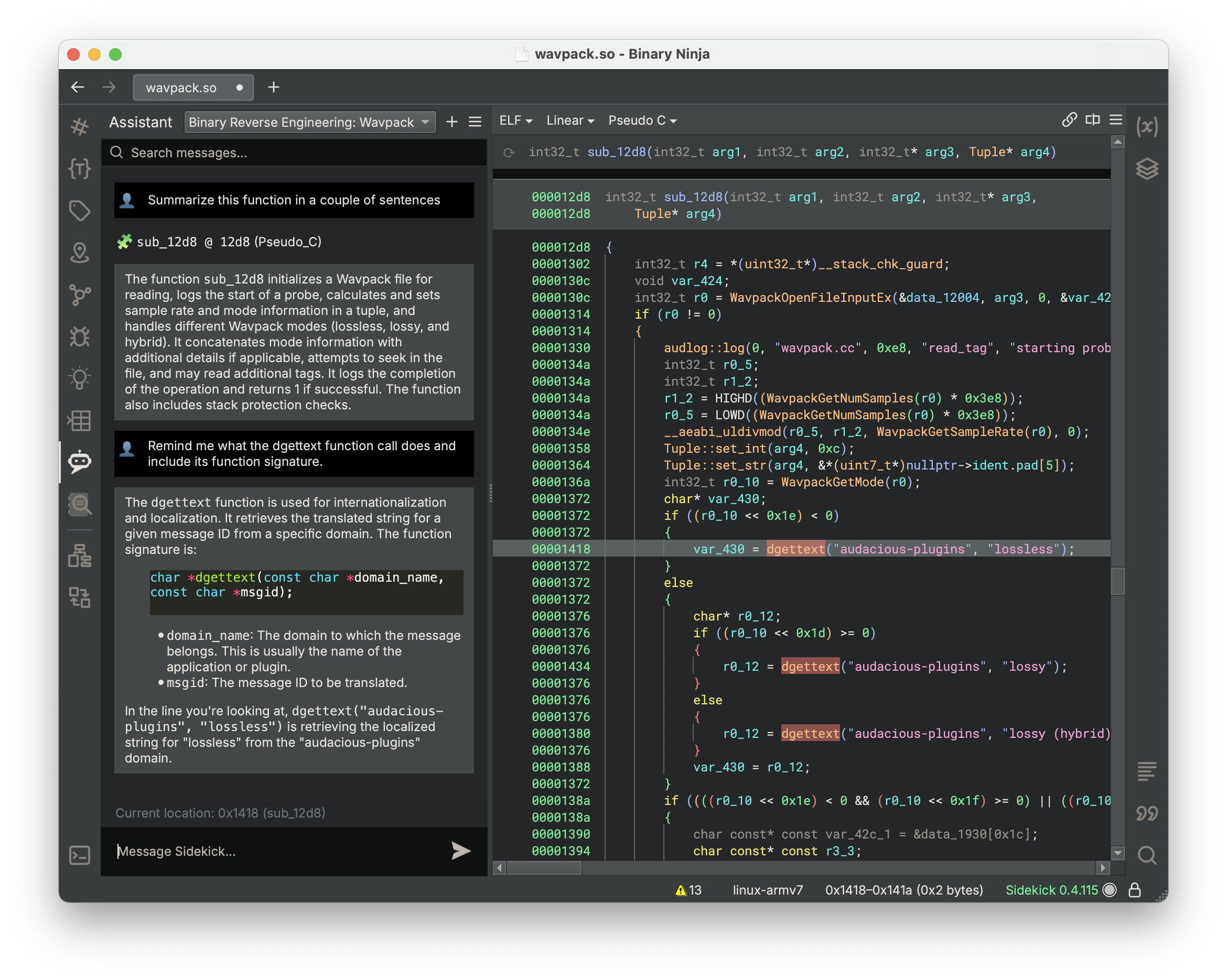 Binary Ninja Sidekick - Your AI Reverse Engineering Assistant