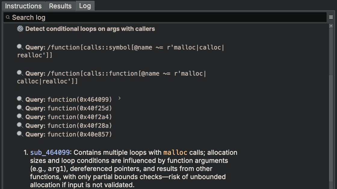 Understand how Sidekick arrived at the results by inspecting the task Log.