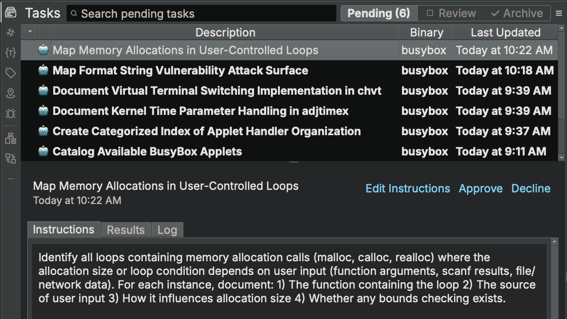 Sidekick recommends tasks that complement your analysis.