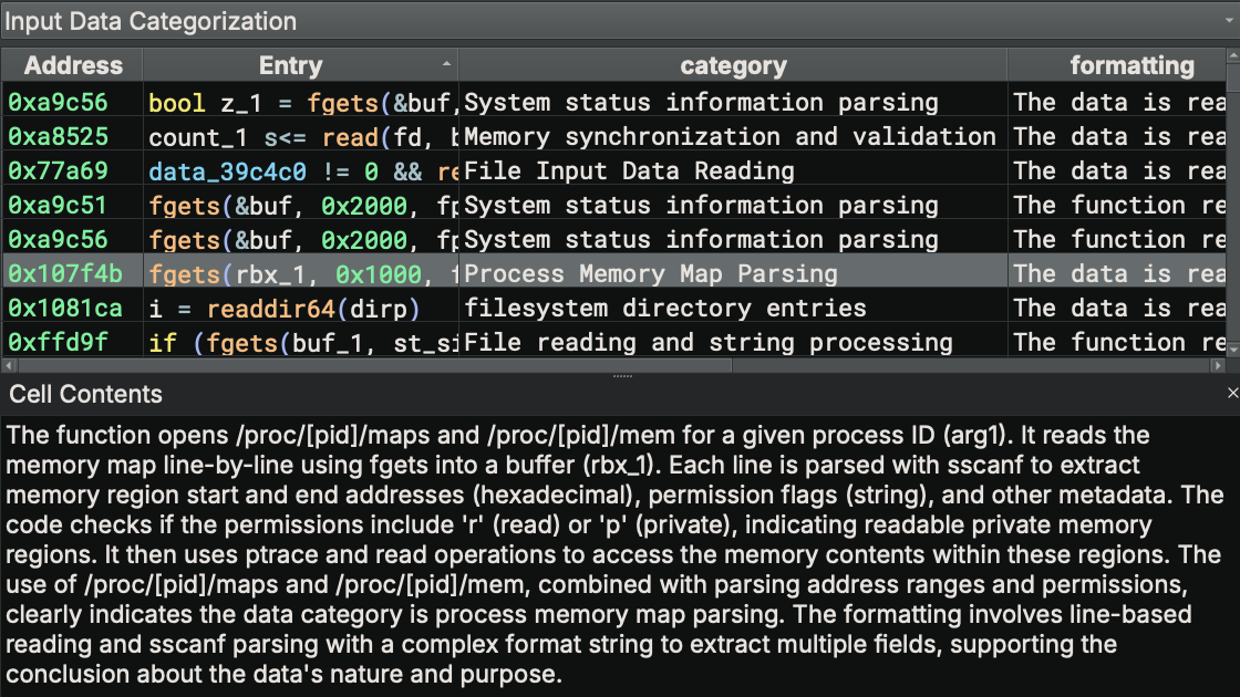 View results of LLM analyses captured in indexes during script execution.